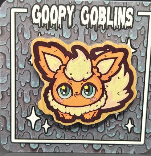 2" Chibi Eeveelutions Flareon Wood Pin