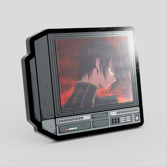 Vintage-style television set with an anime character on the screen against a gray background
Code Geass Pin Lenticular