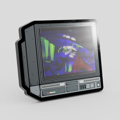 Vintage-style television set with a colorful display on a gray background
Evangelion Neon Genesis Lenticular Enamel Pin