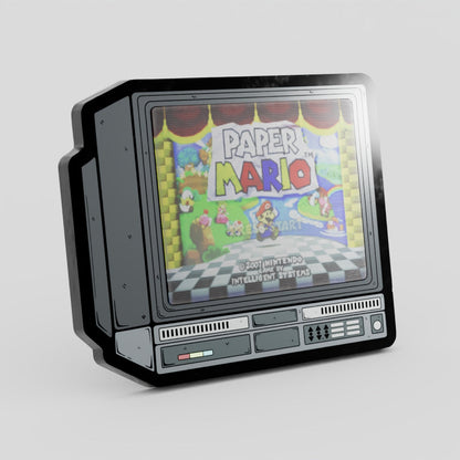 CRTV Lenticular Paper Mario Pin