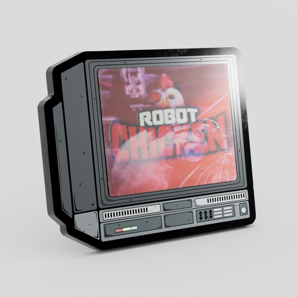 CRTV Lenticular Robot Chicken Pin