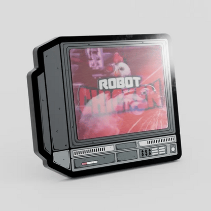 CRTV Lenticular Robot Chicken Pin