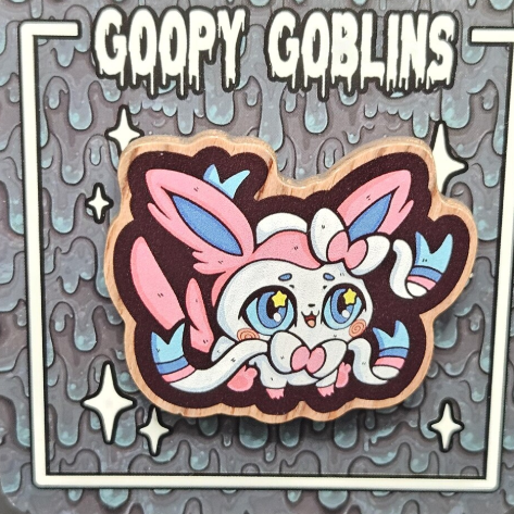 2" Chibi Eeveelutions Sylveon Wood Pin