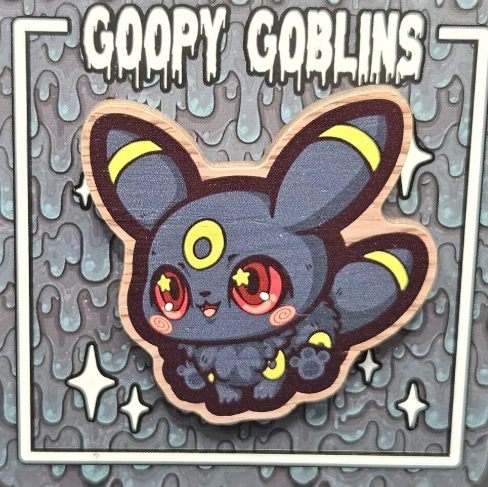 2" Chibi Eeveelutions Umbreon Wood Pin