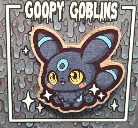 2" Chibi Eeveelutions (Shiny) Umbreon Wood Pin