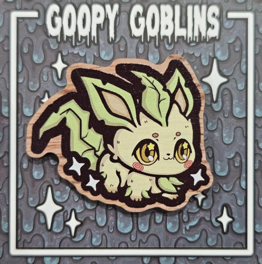 2" Chibi Eeveelutions (Shiny) Leafeon Wood Pin
