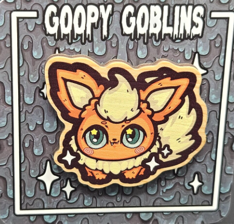 2" Chibi Eeveelutions (Shiny) Flareon Wood Pin