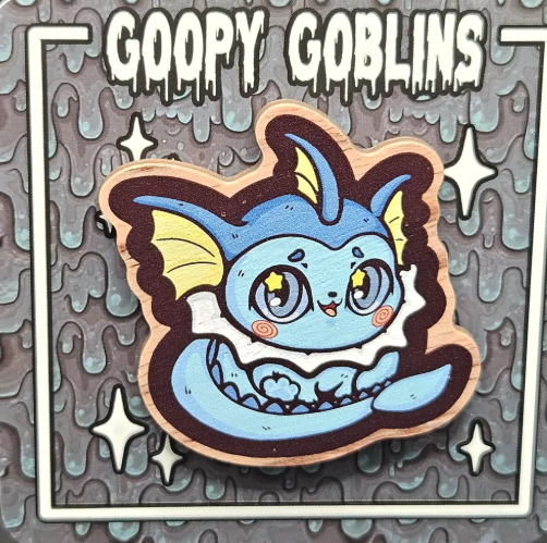 2" Chibi Eeveelutions Vaporeon Wood Pin