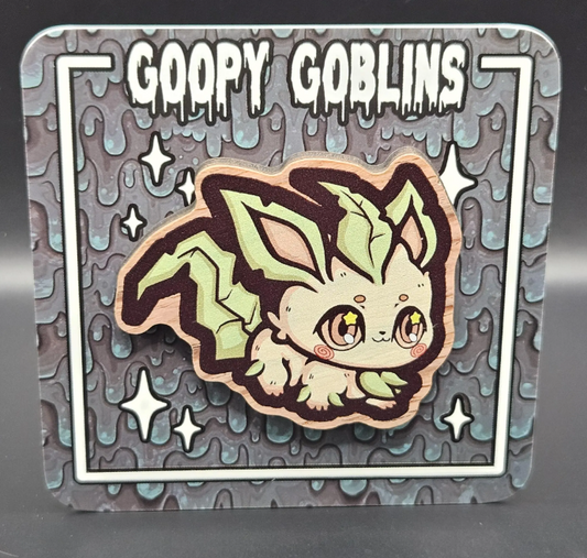 2" Chibi Eeveelutions Leafeon Wood Pin