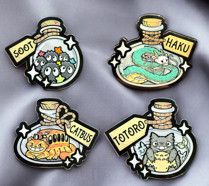 2.5" Soot Ghibli Potion Pins