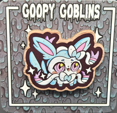 2" Chibi Eeveelutions (Shiny) Sylveon Wood Pin