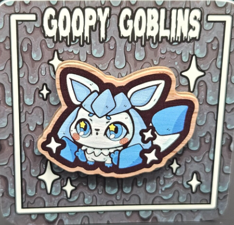 2" Chibi Eeveelutions (Shiny) Glaceon Wood Pin