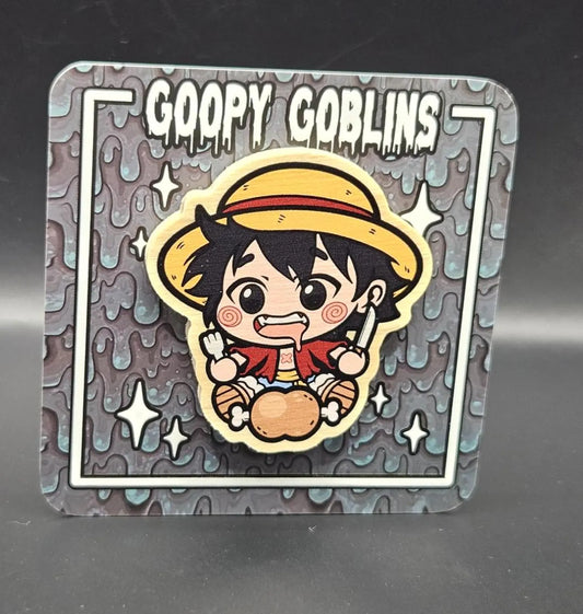 2" Chibi Luffy Wood Pin
